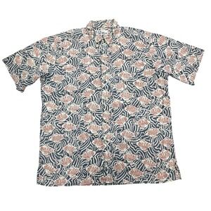 Reyn Spooner Hawaiian Shirt Men Large Multi Fish Print Cotton Collared Button Up